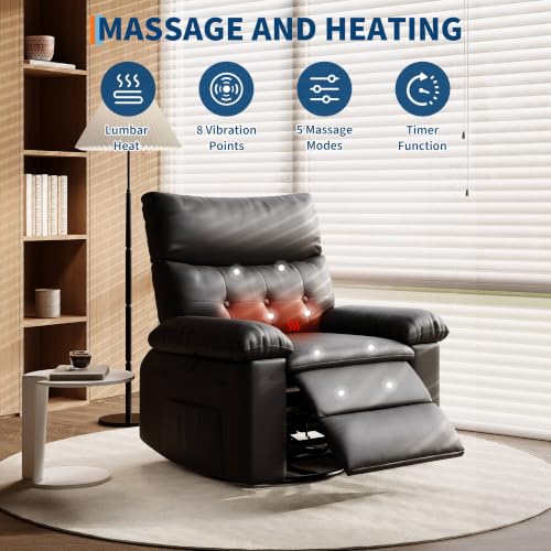 Image of GarveeHome Leather Manual Recliner Chair for Adults - Heat and Massage