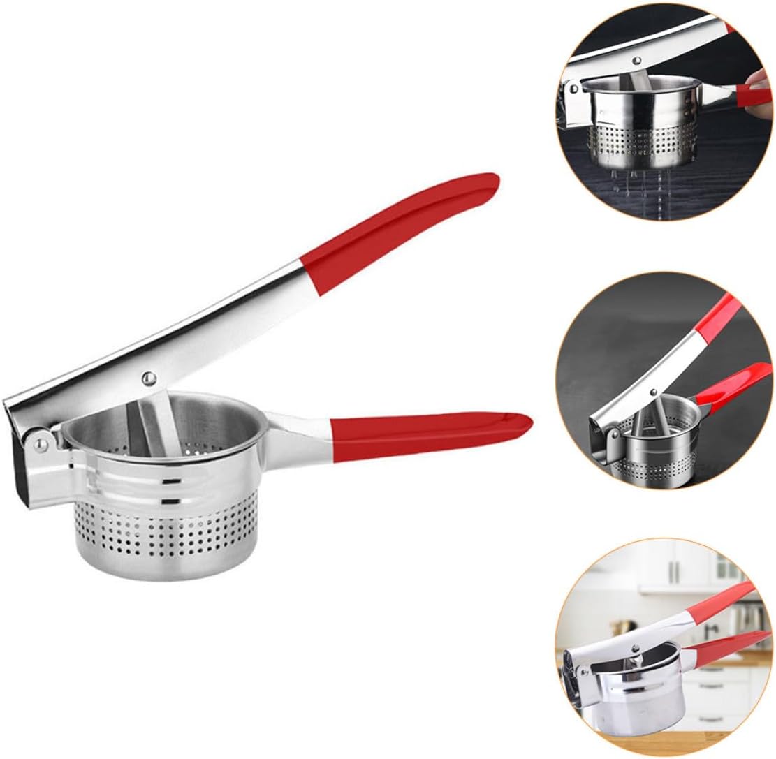 Abaodam Manual Fruits Squeezer and Vegetable Dehydrator 9cm Red Plastic-coated Hand Press Juicer for Kitchen and Portable Fruit Juice Extraction