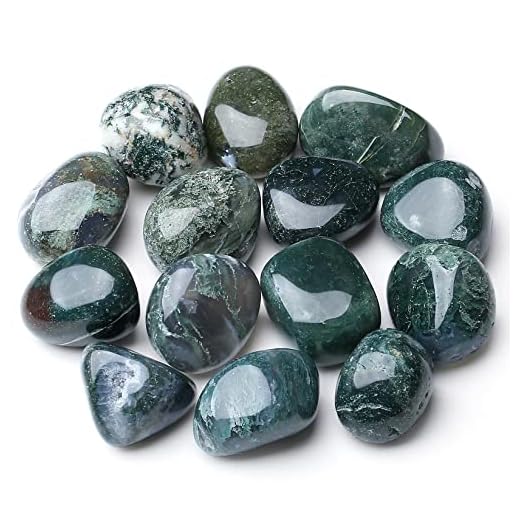 MAIBAOTA Moss Agate Stones Bulk Tumbled Crystals Polished Stones Natural Gemstones Decorative Stones for Vase