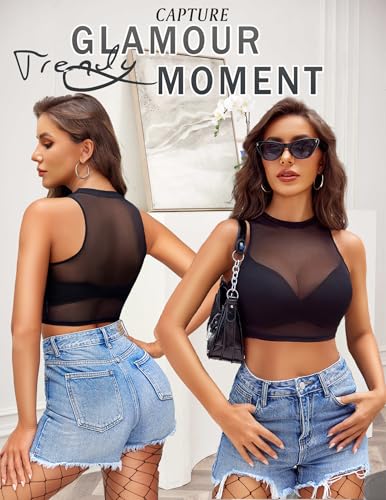 Avidlove Women Camisole Tops Sexy Mesh Tank Top See Through Undershirts Sheer Clubwear2