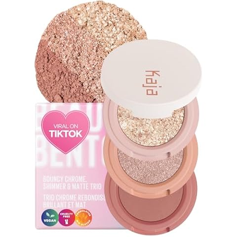 Kaja Beauty Bento Collection - Bouncy Eyeshadow Trio | 16 Peach Madeline | Nude Peach Tone | Vegan, Cruelty free Cover
