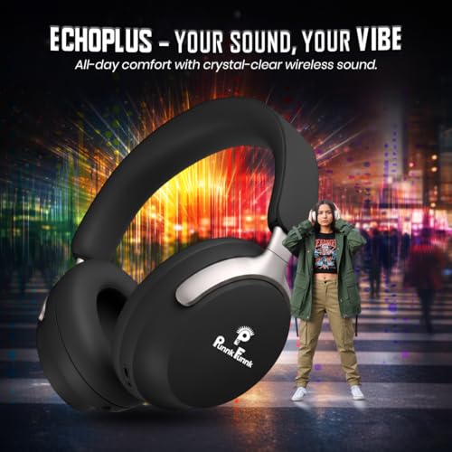 Image of PunnkFunnk Wireless Over-Ear Bluetooth Headphones - Deep Bass, Noise Isolation, Soft Cushioned Earcups, Foldable Lightweight Design, HD Mic for Gaming, Music & Calls (Black)