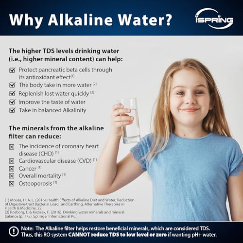 Image of iSpring RCC7AK-UVBLK, NSF /ANSI 58 Certified, Alkaline and UV 7-Stage Reverse Osmosis Water Filter System, Clear Housing for Easy Filter Inspection, Reduces PFAS, TDS, Chlorine, Lead, pH+