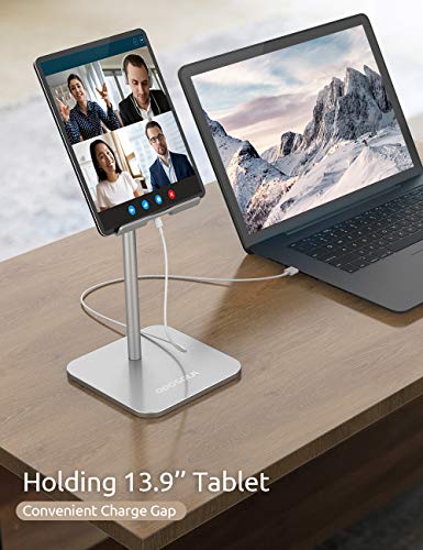 Odosola Tablet Stand Height Angle Adjustable, Eye-Level Desktop Ipad Stands Tablet Holder For Home Office, Cradle Dock For Ipad Pro 12.9, Air Mini 4, Kindle, E-Reader, Nexus, Iphone (4-13'') Silver #TOP5