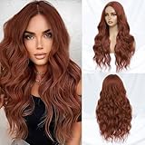FEIVOSILAN Auburn Wig for Women Long Wavy Auburn Wig Middle Part 26 Inch Wigs Heat Resistant Synthetic Wig for Daily Use