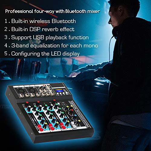 Depusheng HT4 Bluetooth-kompatible professionelle tragbare digitale DJ-Konsole mit USB-4-Kanal-Mixer Audio-Interface… - Image 7
