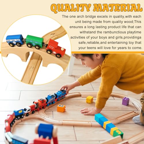 8 pcs wood train track expansion set wooden train bridges straight wooden train track accessories for most major toy train tracks railway