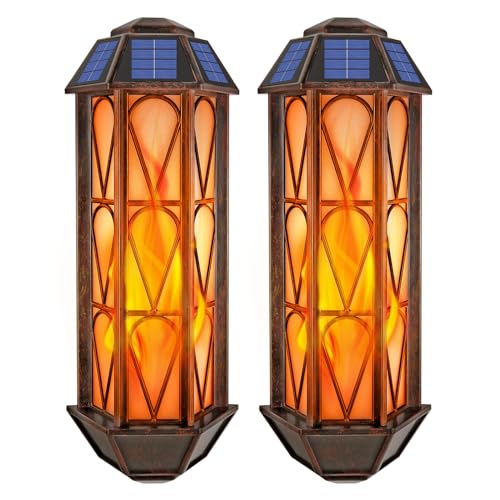 Solarlampen für Außen Wandleuchte, Vintage Solar Wandleuchte Außen Warmweiß Wasserdichte Solar Wandlaterne Solarleuchten...