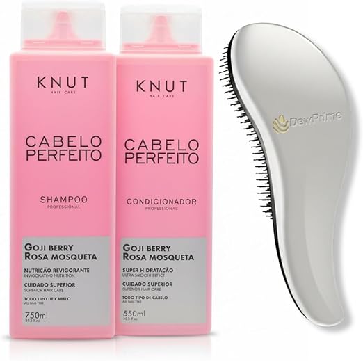 Kit Knut Cabelo Perfeito 1.3L Profissional Shampoo + Condicionador + Escova Mágica DewPrime
