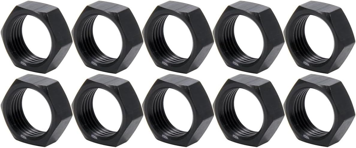 0.63 in. 18 Right Hand Aluminum Thin OD Jam Nuts Black - Pack of 10