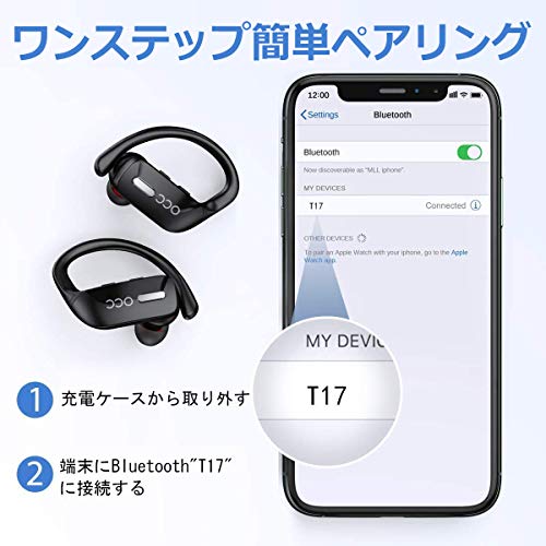 occiam Sport Wireless Earbuds Bluetooth Headphones 90hrs Playtime Deep Bass Ear Buds with Earhook Noise Cancelling Mic Waterproof Earphones for Workout Running (Matte Black)