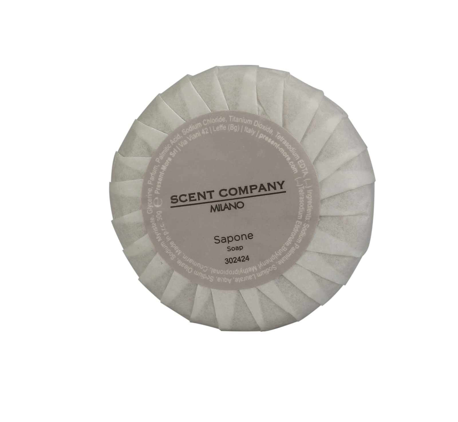 Present-More Jabon manos 30gr Scent Company Milano - Jabon 250 unidades para Hoteles y B&B | Jabon con fragancia Ámbar Real
