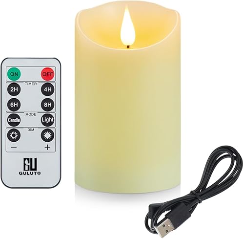 Velas parpadeantes sin llama con batería recargable, velas electrónicas con control remoto y temporizador, velas LED de pilar de cera real, velas