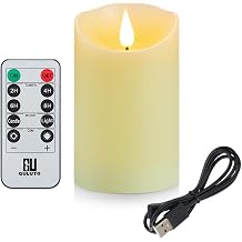 Flickering Flameless Candles with Rechargeable Battery, Electronic Candles with Remote and Timer, led Pillar Candles Real Wax Wick, led Candles for Home, Wedding, Halloween, Christmas 3" x 7"
