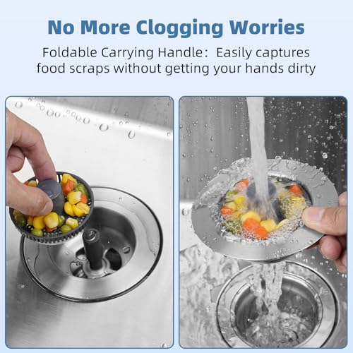 Colador para fregadero de cocina universal 3 en 1 acero inoxidable miniatura 3