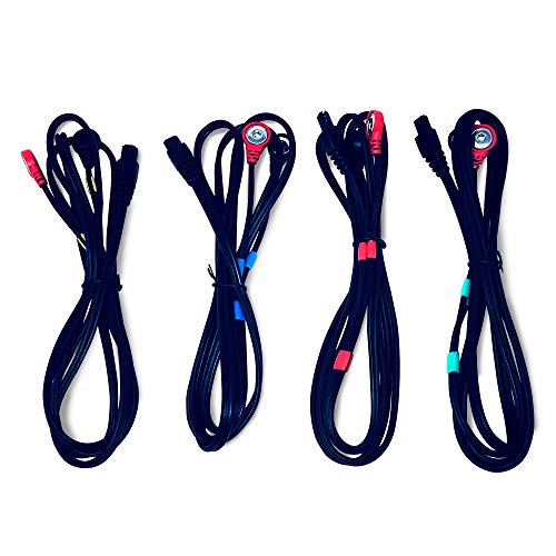 Image of Discount TENS Brand - Lead Wires Compatible with Compex, Snap, 4 Pack | Molded strain-relief sleeves, durable flexible insulated cable resists kinking and breakage, connects 2 electrodes per wire