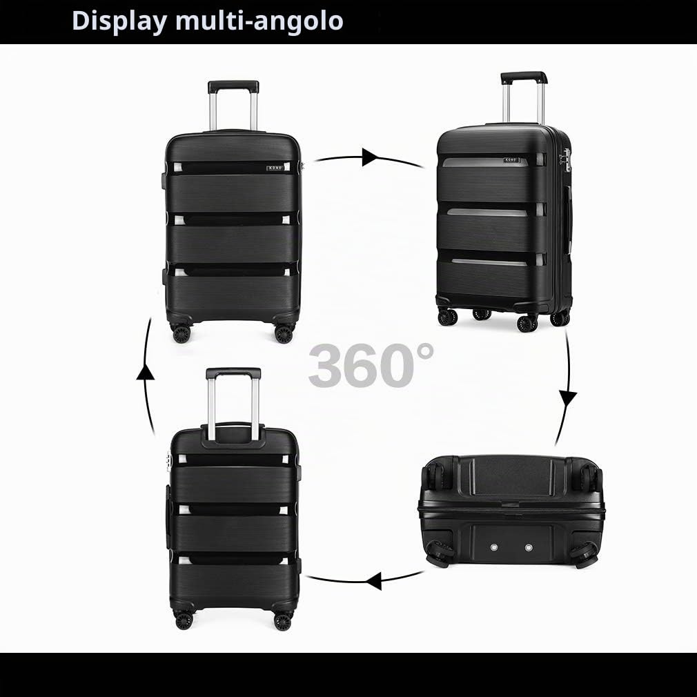 KONO Valigia Grande Trolley Media Bagaglio a Mano Rigida e Leggera in Polipropilene con 4 Ruote e TSA Lucchetto