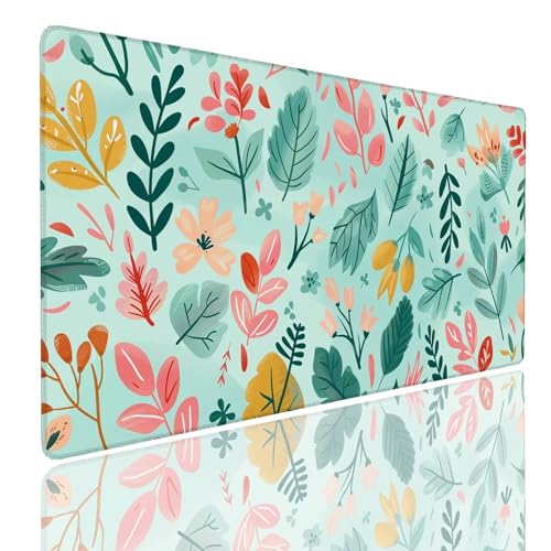 Tapis de bureau gamer grand format 800x400x4mm design Leaf pour espace de jeu