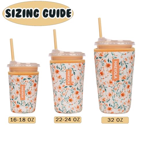 Image of Reusable Insulated Neoprene Iced Coffee Cup Sleeve, Durable Drink Sleeve for Cold Beverages, Beverage Holder for Iced Coffee (Sunny Blooms)