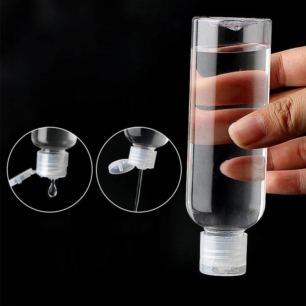 100Pcs 30ML Plastic Squeeze Bottles with Top Flip Caps, Clear Refillable Containers for Travel, Personal Care, Oils