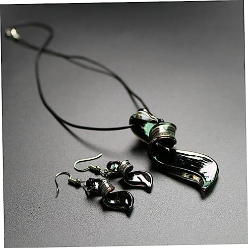 Collar de Plata para Mujer Negro antioxidante con pendientes ligeros de joyería fina 7
