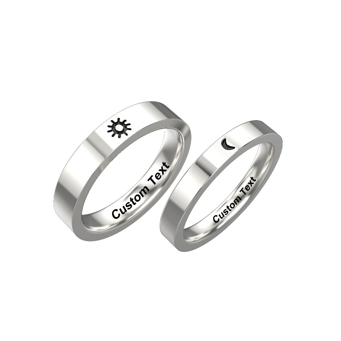 Anillo de Promesa Anillos a juego para parejas Anillos de sol y luna para chicas adolescentes personalizados para ella Grabado de la pareja Alianza de Boda de compromiso personalizada Estética linda