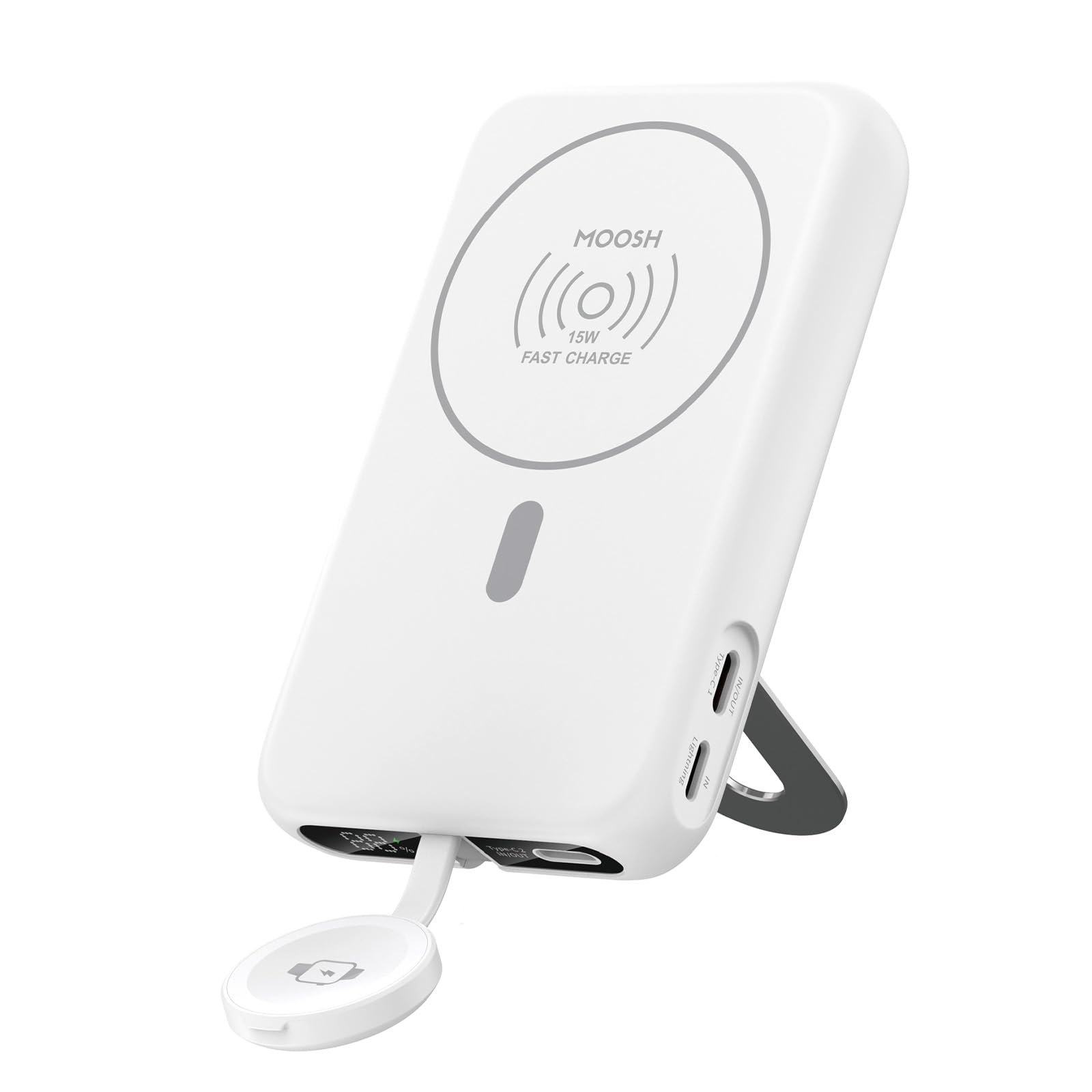 MOOSH Magsafe Portable Charger Slim 10,000mAh, 3 in 1 Magnetic Battery Pack 15W Ultra-Fast MagSafe Compatible Portable Charger Ergonomic Design Flip iWatch Charger for iPhone16/15/14/13/12 Series-image-47