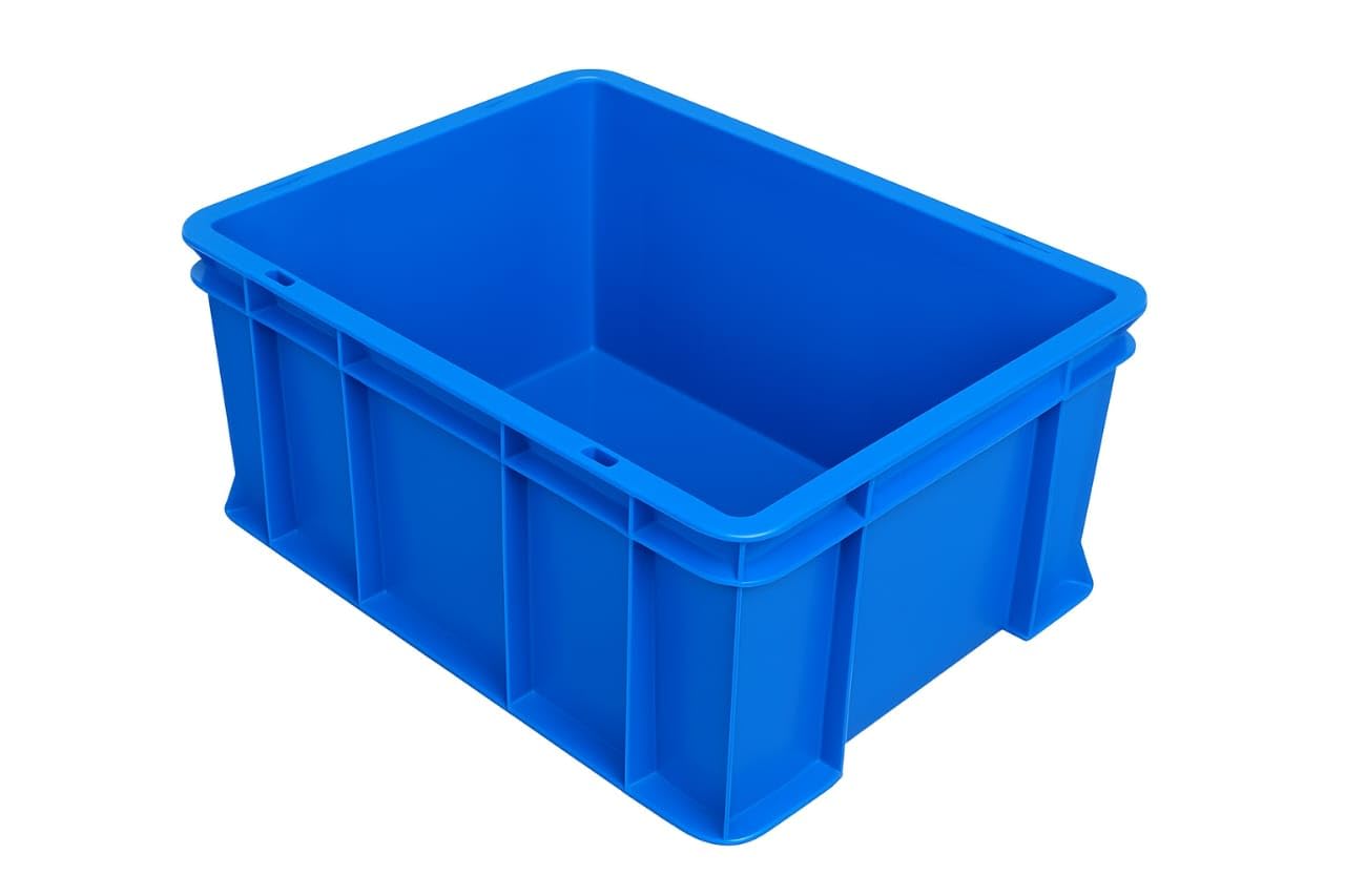 SES QTek SUPREME Multipurpose Heavy Duty Blue Portable Plastic Crate 40x30x22 CM, Pack of 1 PCS | Crates for storage | Shelf Basket for Storage Bin | Vegetable, Fruit, Milk-image-3