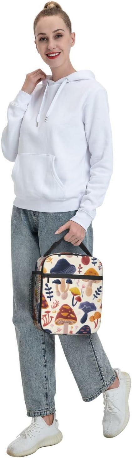 Mushroom Insulated Lunch Box for Women Men Mushroom Lunch Bag for Work,Picnic,Travel,Hiking,Beach or Fishing Polyester Mushroom Lunch Box