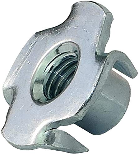 AERZETIX - C45749 - Lot de 50 - Écrous à Griffes Ergots à Enfoncer à 4 Épines - Écrous à Frapper - Pièce Métallique/Broche/Assemblage - en Acier Zingué 5.8 - Filetage M6x9 Métrique Femelle