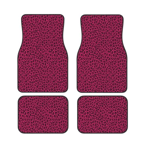 Alfombrillas antideslizantes de neopreno en rosa fucsia con diseño de leopardo para coche