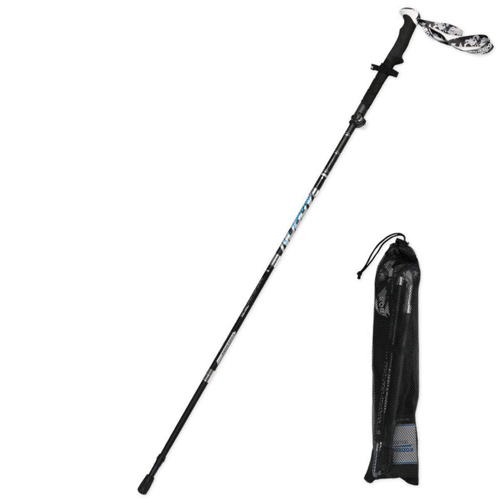 Kije trekkingowe pięciokrotne lotnictwo materiał z włókna węglowego, długość przechowywania 35 cm, wbudowany drut gumowany, para na sprzedaż, czarny
