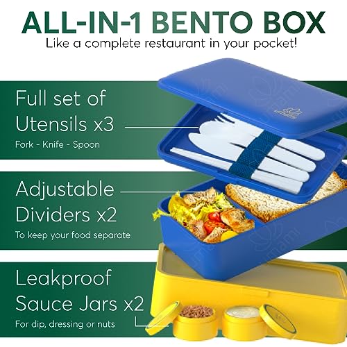 Umami Bento Box Adult All-in-1 w/4 Utensils, 100% Leakproof - Image 4
