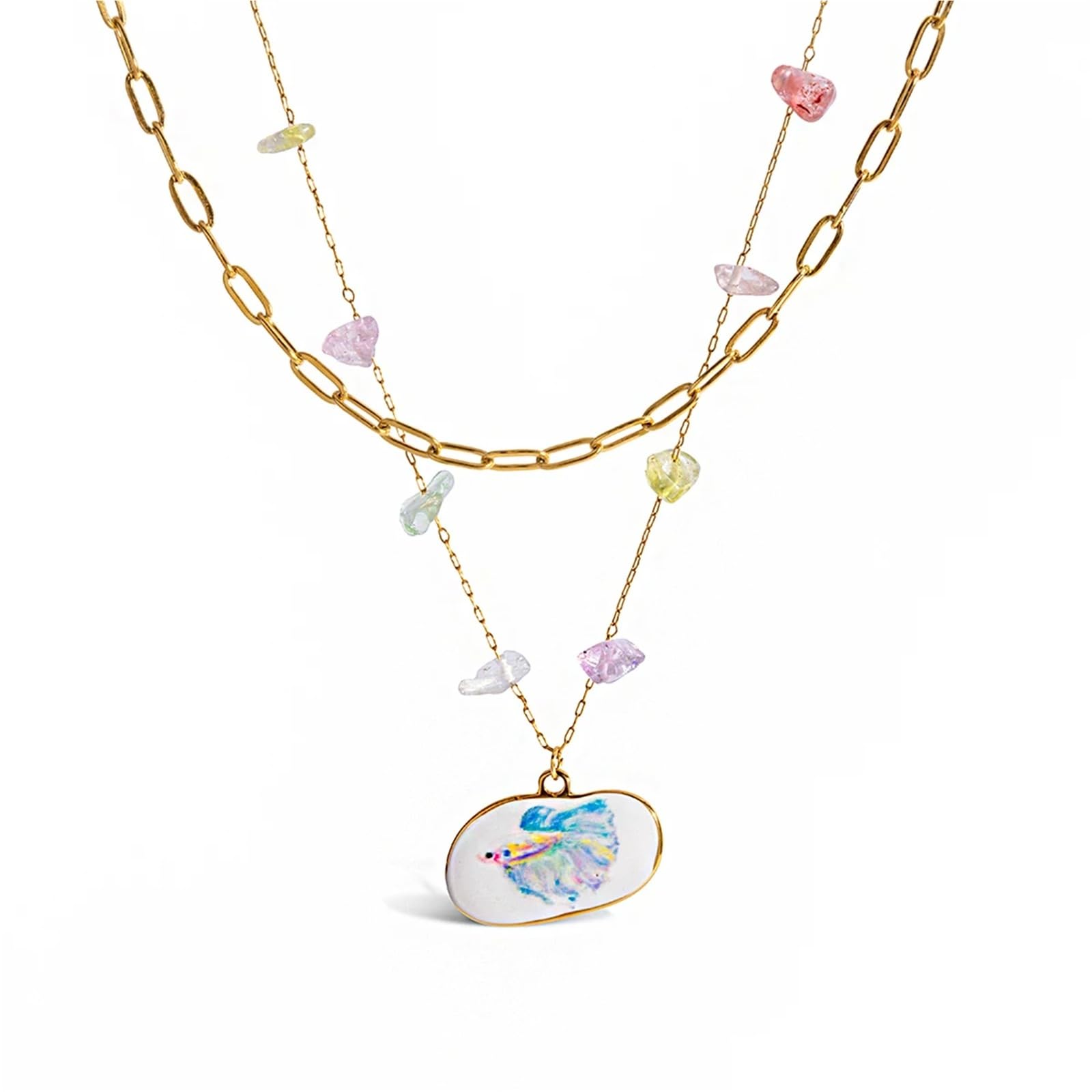 Collier de plage en pierre naturelle colorée pour l'été - 6