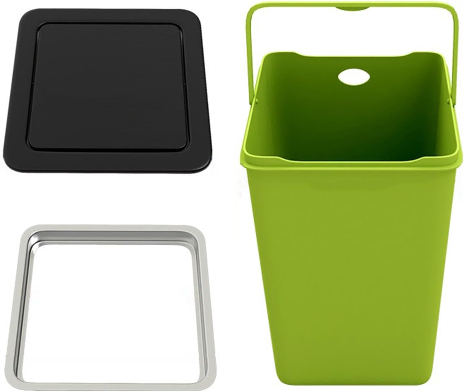 Countertop Built-in Trash Can Kitchen Trash Bin, Commercial Waste Receptacles Home Recycling Bins, Counter Recessed Garbage Container Waste Chute, Bathroom Garbage Contai(black-Lid + trash can)