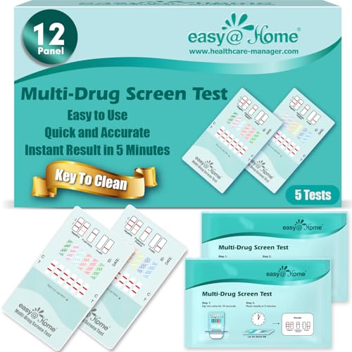 Easy@Home 12 Panel Instant Drug Test Kits Including BUP, Sensitive OPI 300 - Testing Marijuana (THC), BUP,COC,MOP/OPI300, AMP,BAR,BZO,MDMA,MET/mAMP, MTD, OXY,PCP #EDOAP-6125B - 5 Pack