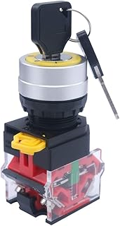 mxuteuk LA36A-20Y/31 2NO 3 Position Rotary Select Selector Select Switch with Key 600V 10A,22mm Latching,3 Years Warranty