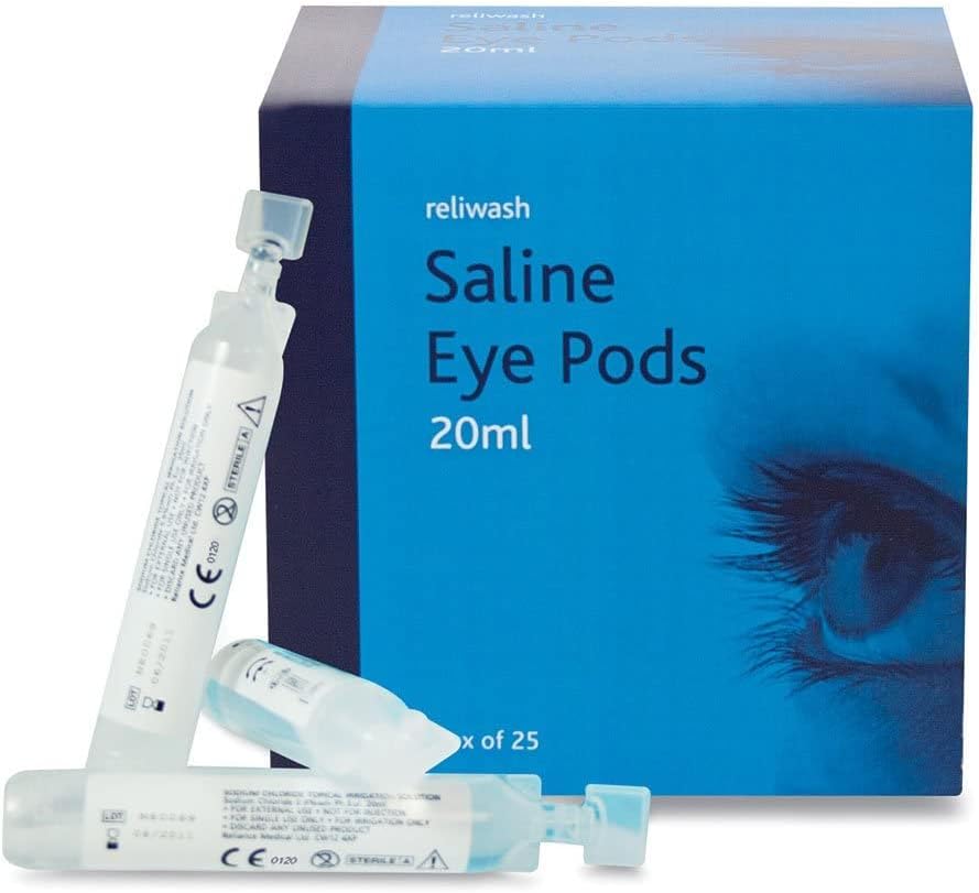 Reliance Medical 901 Sterile Saline Eyewash 20 mL Ampoules, Plastic (Pack of 25)