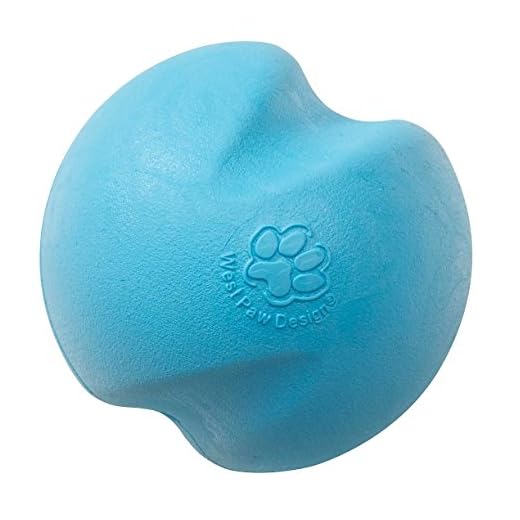 WEST PAW Zogoflex Jive Ball Dog Chew Toy – Bouncing Toys for Dogs, Fetch, Catch, Chewing, Play – Floatable, Recyclable Balls – Latex-Free, Non-Toxic, Dishwasher Safe Dog Toy, Large 3.25", Aqua Blue