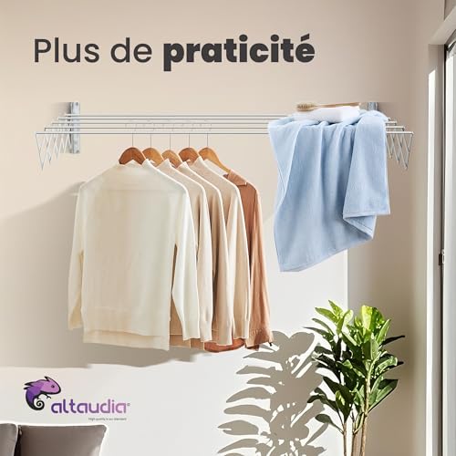 Séchoir mural rétractable 140cm de balcon extensible et compact - 6