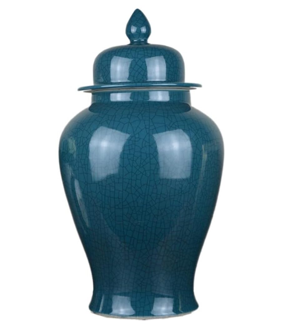 SBJKLYRN ceramic jar， Ceramic Blue Ginger Jar with Lid Exquisite Beautiful Decorative Porcelain Jars Temple Jar with Lids Temple Jar(19 * 42cm)