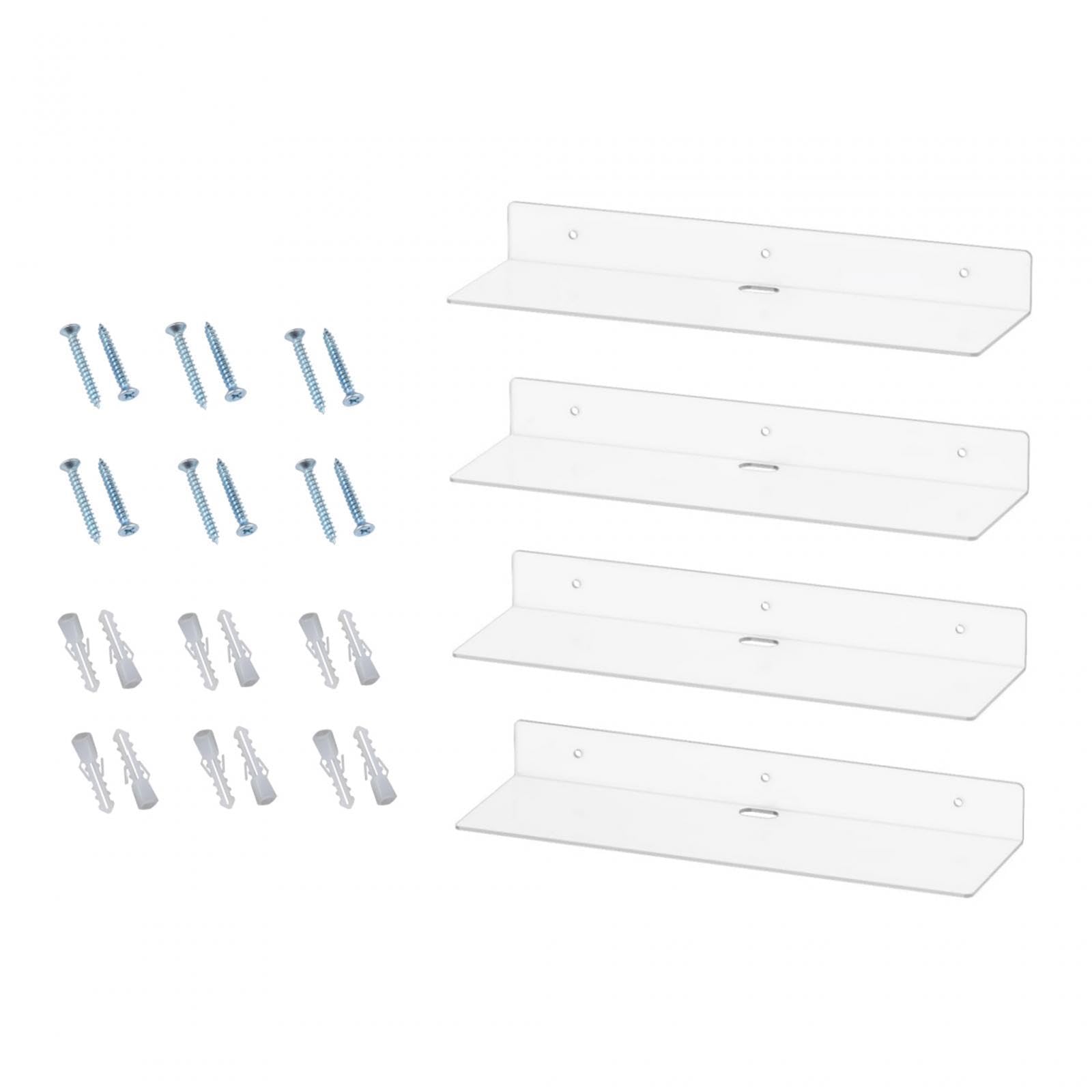 4 estantes de acrílico montados en la Pared, Estante de Pared Transparente, Organizador de Almacenamiento de Pared, estantes flotantes for Sala de Estar dormitorio/573/603