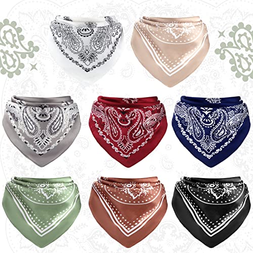 Zhanmai 8 Pcs 27.5 x 27.5 Inch Square Satin Head Scarves Women Silk Bandana Hair Scarves Hair Wrap Neck Scarf for Sleeping4