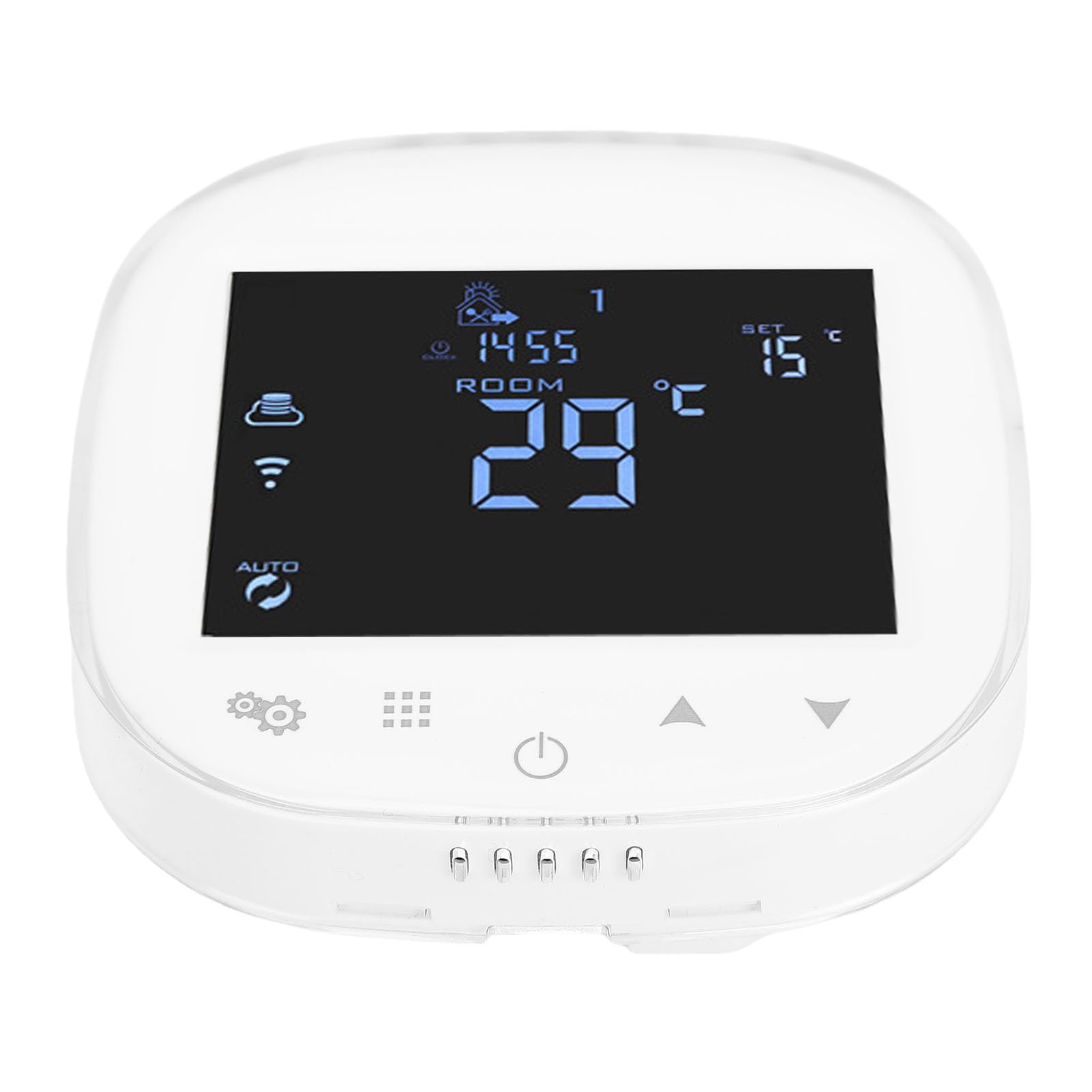Pongnas Termostat z obsługą Wi-Fi – Programowalny Cyfrowy Termostat Pokojowy ze Sterowaniem za pomocą Aplikacji, Precyzyjna dokładność Temperatury ±0,5°C, Konstrukcja do Montażu na ścianie do Domu i