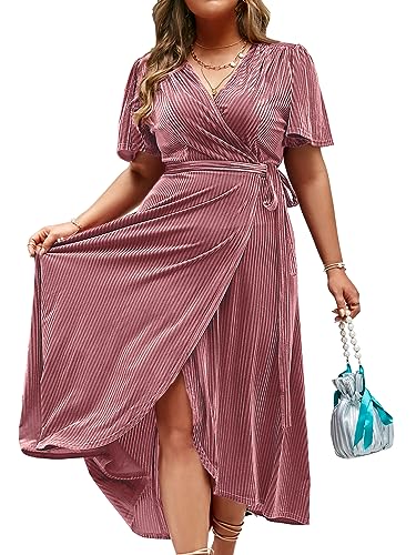 Image of BerryGo Women's Velvet V Neck Wrap Semi Formal Dress Cocktail Party Maxi Dress for Wedding Guest