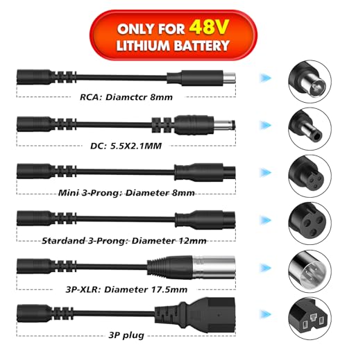 image for QKIIP 54.6V 2A Electric Charger for 48V Ebike Lithium Battery (13S Li-