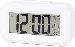 Relógio Despertador Digital Alto De Mesa Cabeceira Temperatura Calendário Com Sensor de Luminosidade