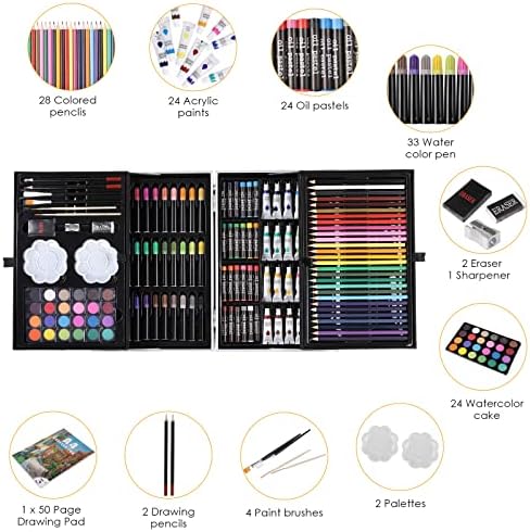 Zezirdas Art Kits for Kids, 146 Pack Artist Painting Set, Art Supplies Set Box with Markers Crayon Colour Pencils Preschool Art Toys Budding Artists Kids Teens Boys Girls 2 51aTh3v+ivL. AC