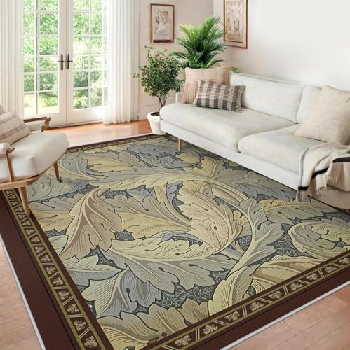 Tapis fin poil bas motif feuilles acanthe 90x150 cm - 5