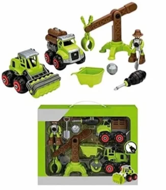 Image of Enterprise Unbreakable Pull Back Vehicles| Push and Go Crawling Toy for Kids & Children (Farm Vehicles-Green(C))